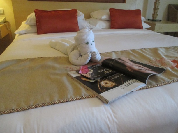 One of the many adorable towel creations left by the kind hotel staff.